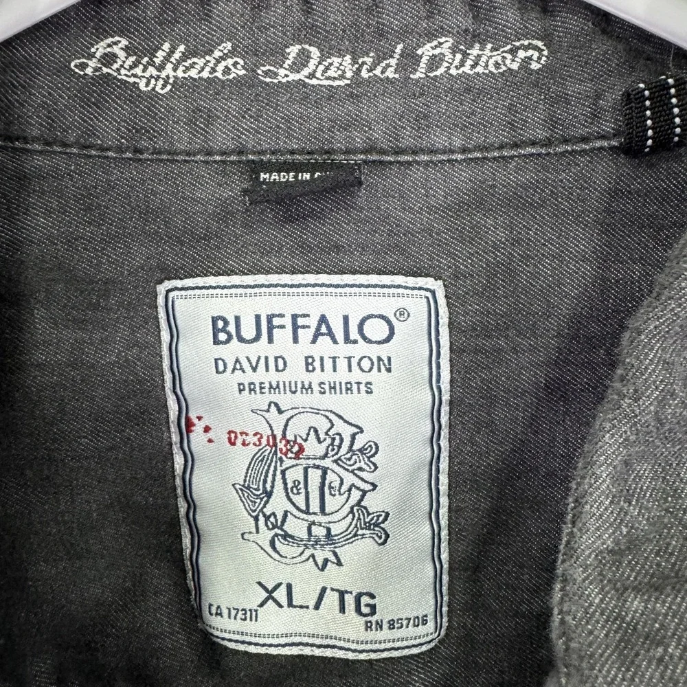 Buffalo David Bitton Shirt Mens XL Gray Long Sleeve Button Up Denim Western